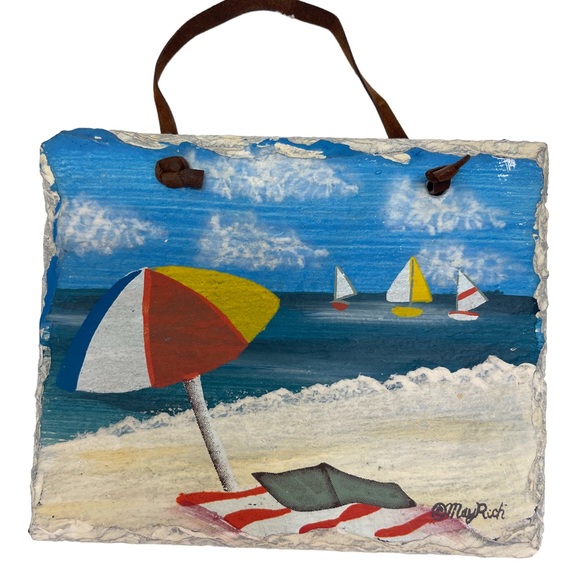 Hand painted beach scenery decorative tiles - Picture 2 of 7